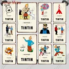 Новое поступление Tintin Мультфильм Винтажный металлический постер Herge Tintin потертый шик металлический знак Арт Детская комната Декор подарок наклейки на стену WY108