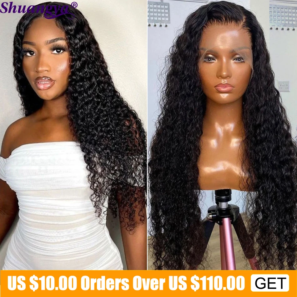 

13x 4 кружевной передний парик, волнистый прозрачный кружевной передний парик, малазийский 100% кудрявый парик из человеческих волос на шнурке,...