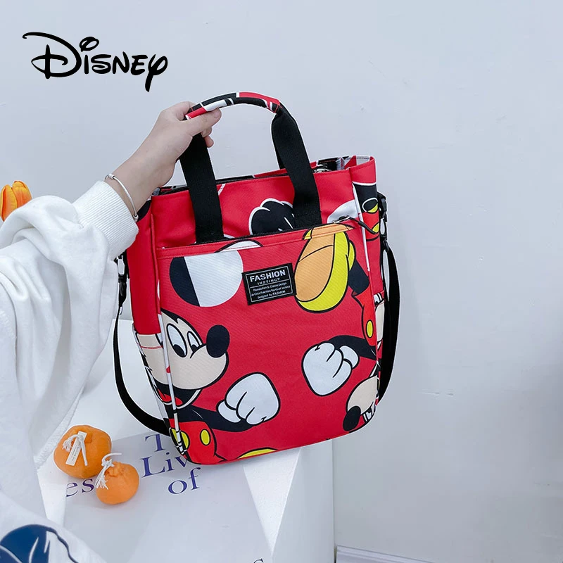 

Модный детский рюкзак Disney с мультяшным Микки Маусом, красивая Наклонная Сумка на плечо, Холщовая Сумка с принтом, водонепроницаемая сумка д...