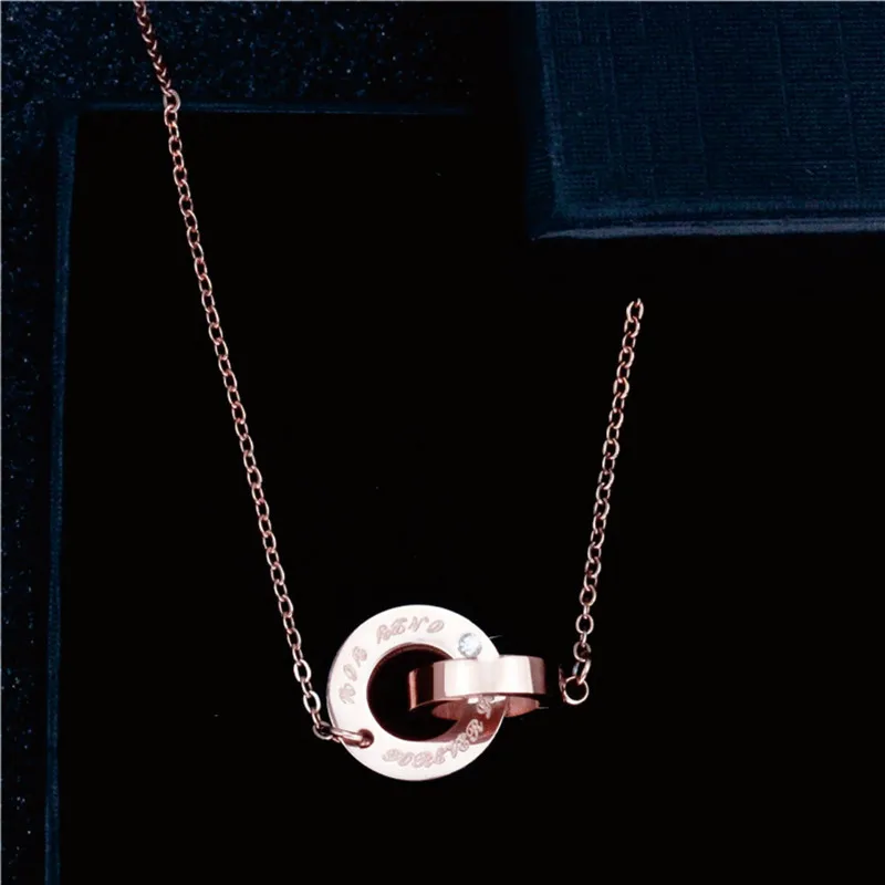 

Korean version of titanium steel material fine electroplating personality lettering ladies clavicle chain necklace