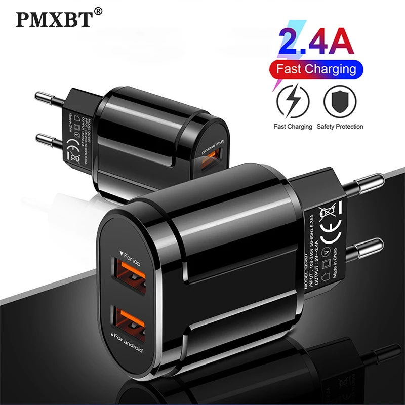 

18W Dual USB Port Wall Charger Mobile Phone Portable Charging EU/US Plug Charger Adapter For iPhone XR XS Max 11 Pro Samsung A70