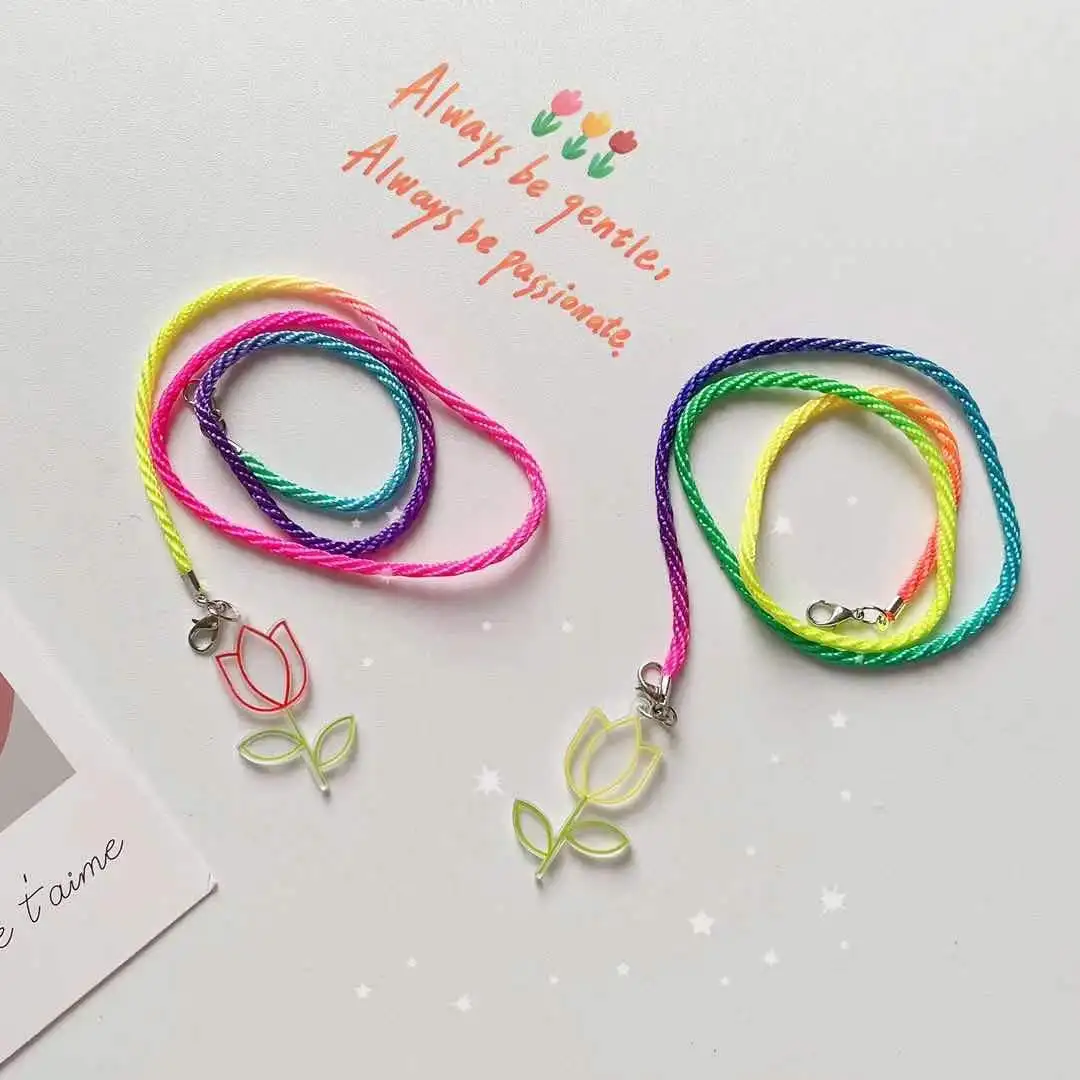

New Candy Color Small Flower Nylon Lanyard Glasses Chain Necklace Hanging Chain