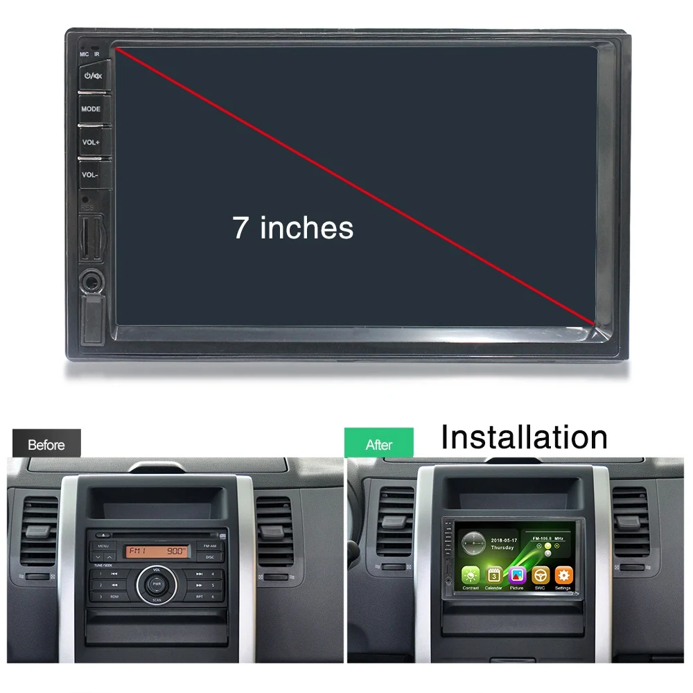 2 Din Автомобильный мультимедийный плеер Автомобильный Радио Bluetooth Mirrorlink HD пресс радио Mp5 плеер Usb AUX аудио стерео 7082