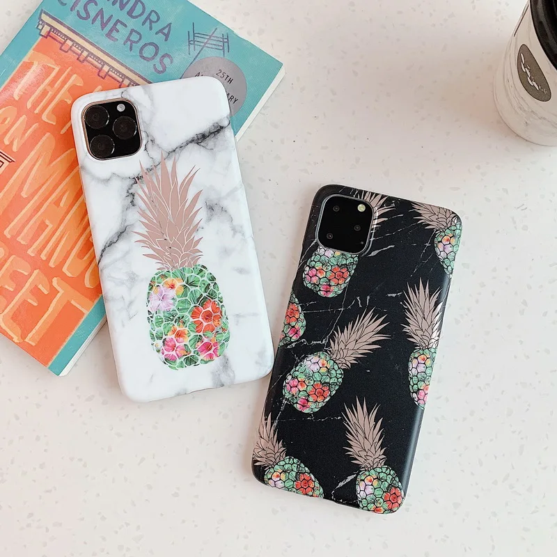 Мягкий чехол IMD с мраморной текстурой для iPhone X XS Max XR рисунком ананаса 11 Pro 6 6s 7 8 Plus