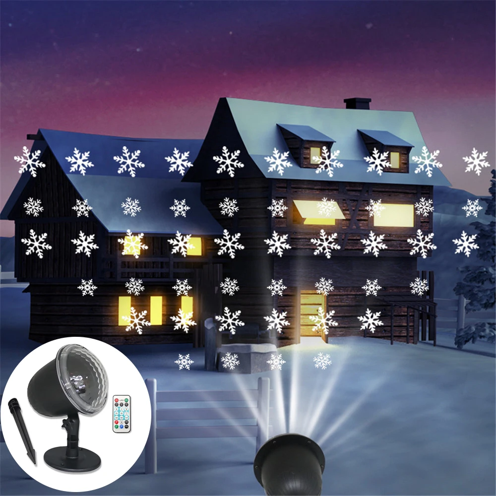 

Xmas Snowfall Laser Projector Lamp Outdoor Moving Snow Projection Light for Wedding Christmas Holiday Party Landscape Decoration