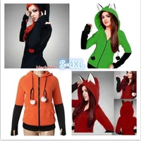 halloween costumes for women anime fox orelhas ears orange hoodie sweatshirts plush ball decoration christmas jackets out