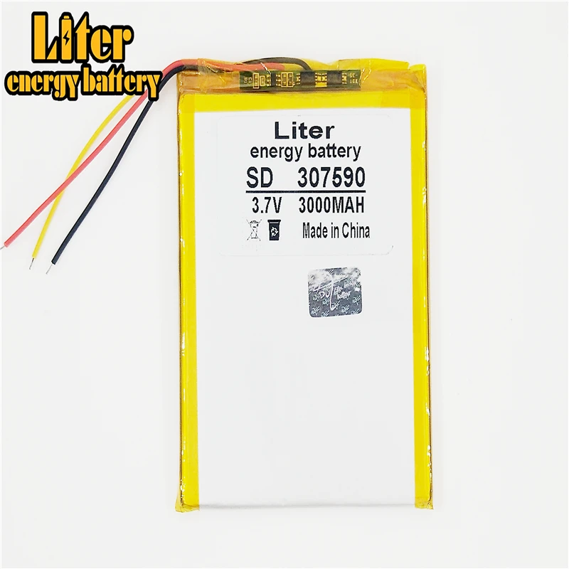 

3 line U25GT 307590 3.7V 3000MAH Tablet polymer battery 307590 MP3 MP4 MP5 polymer rechargeable battery