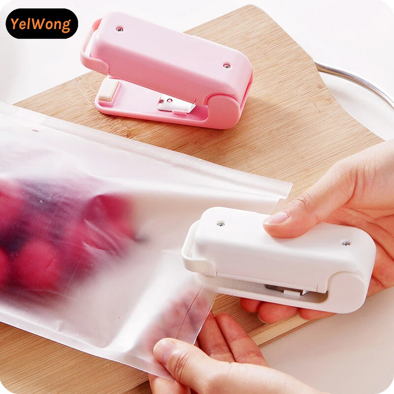 

YelWong Portable Heat Sealer Plastic Package Storage Bag Mini Sealing Machine Bag Clips Seals for Food Snack Kitchen Accessories