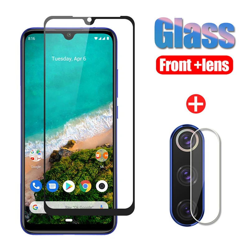 Защитное стекло 2 в 1 для Xiaomi Mi A3 закаленное защиты экрана пленка объектива камеры