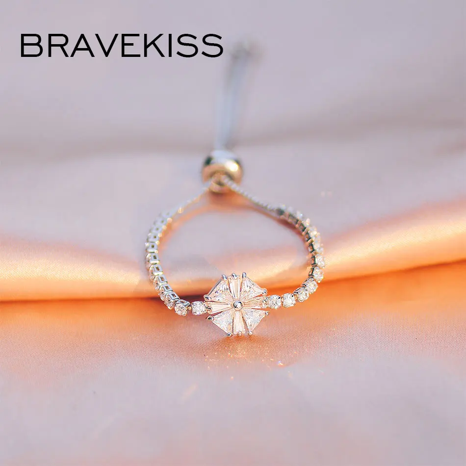 Регулируемые модные браслеты Bravekiss в виде снежинок для женщин друзей CZ теннисные