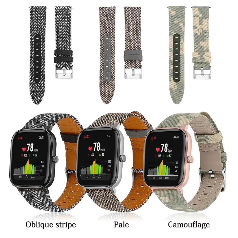 Холщовый ремешок для часов Amazfit GTS 2019 дышащий смарт браслет регулируемый мужчин и