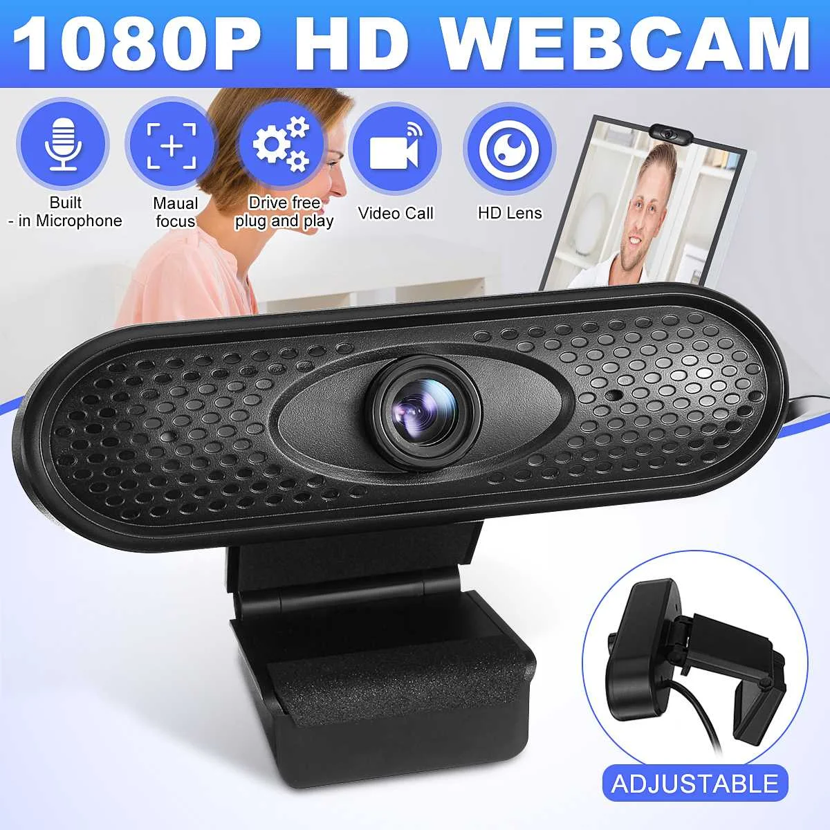 

Webcam 1080P HD Web Camera with Built-in Microphone USB Plug Play Web Cam Mini Computer WebCamera Cam Video Recording Work