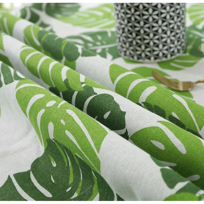 

Cotton Double Warp and Weft Canvas Printed Table Cloth Banana Leaf Simple Rural-table Tablecloth Cabinet Cover Towel