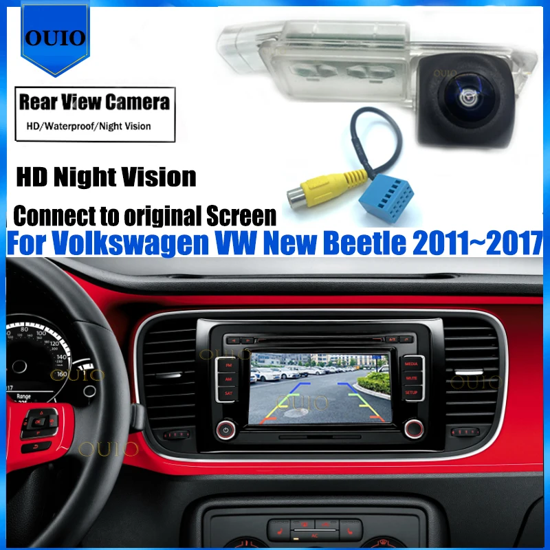 

HD fisheye Rear Camera For Volkswagen VW New Beetle 2011 2012 ~ 2017 Connect Original Screen RCA Backup Parking Reversing Camera