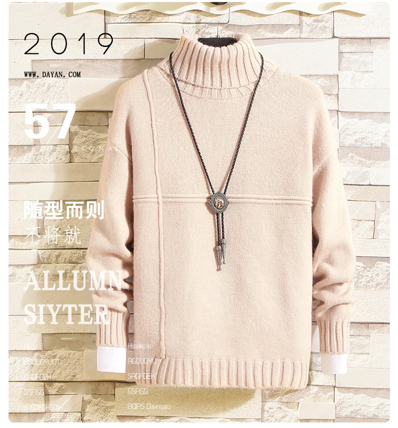 

Mens Knitted Cashmere Wool Sweaters Double collar Autumn Winter New Pullover Men Casual O-Neck Jumper Sweater Men Pull Homme