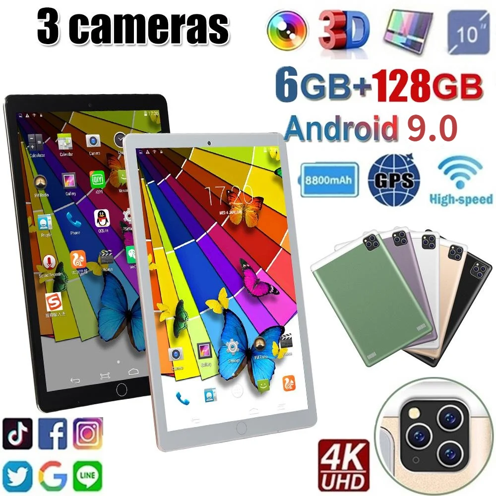 

2022 Newest 10 Inch Tablet Android 9.0 Octa Core 6GB RAM 128GB ROM 3G 4G FDD LTE Wifi Bluetooth GPS Phone Call Tablet Pc
