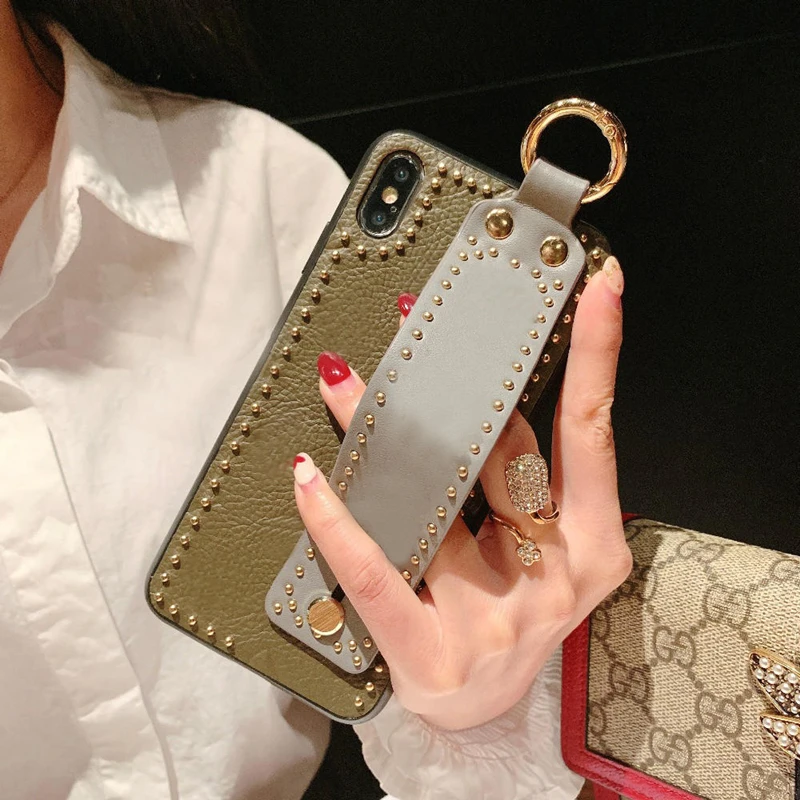 Grey SYCASE модный портативный кожаный чехол для телефона samsung S8 S9 S10 Plus S10E, защитный чехол на запястье - Цвет: Grey