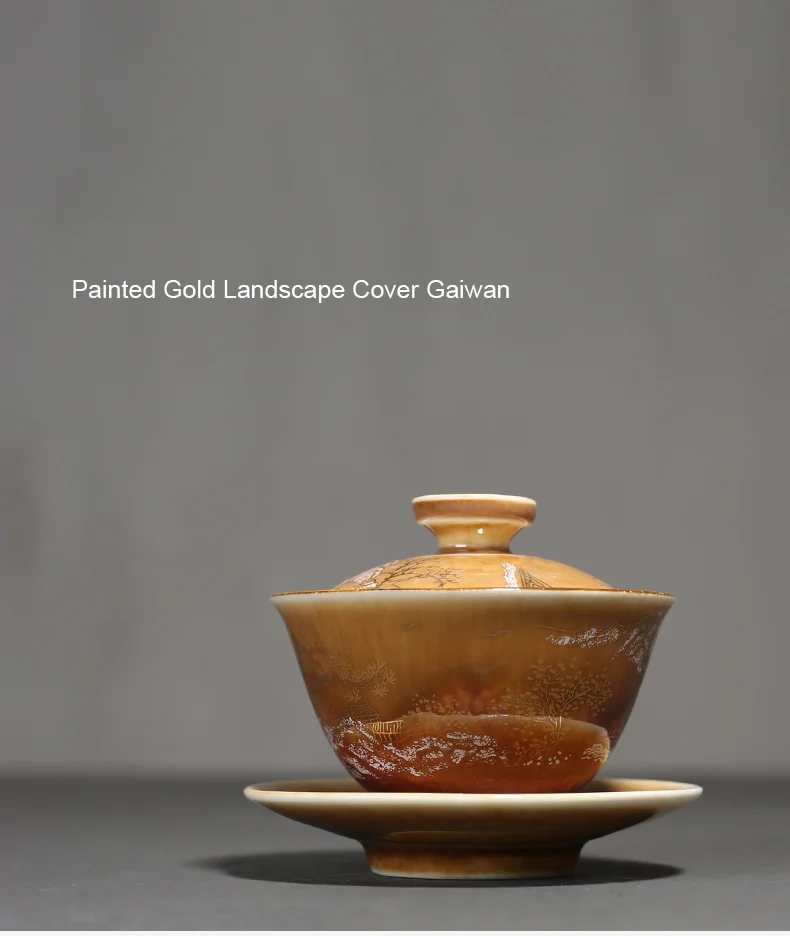 PINNY из расписного фарфора золото под стеклом Gaiwan пигментированные Керамические кунг-фу пиалы для чая Античная чайная чаша Chinaware