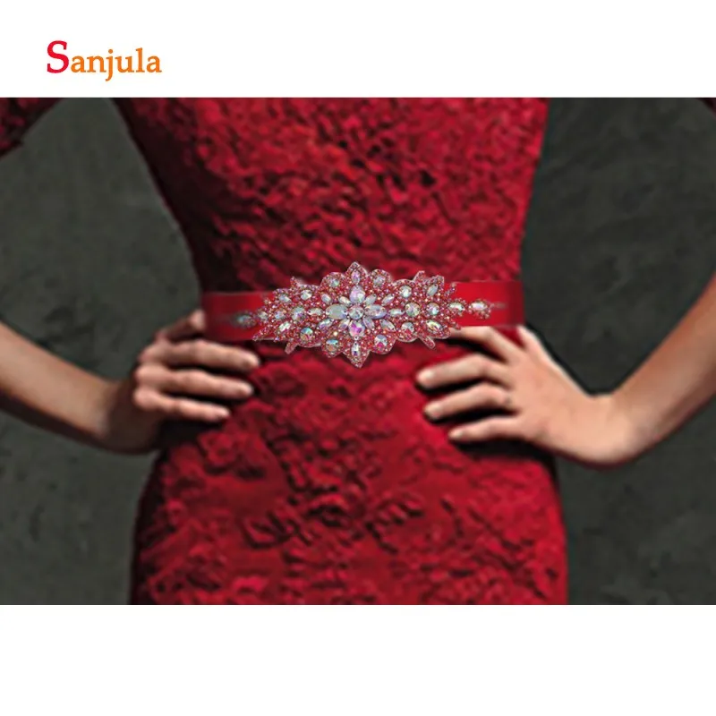 Черный/красный атласный пояс Свадебный ремешок для свадебного платья с