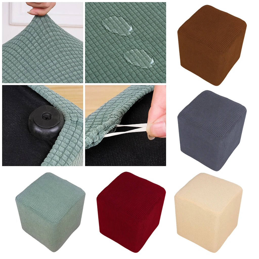 

Stretch Square Ottoman Cover Foot Stool Slipcover Dustproof Footrest Protector