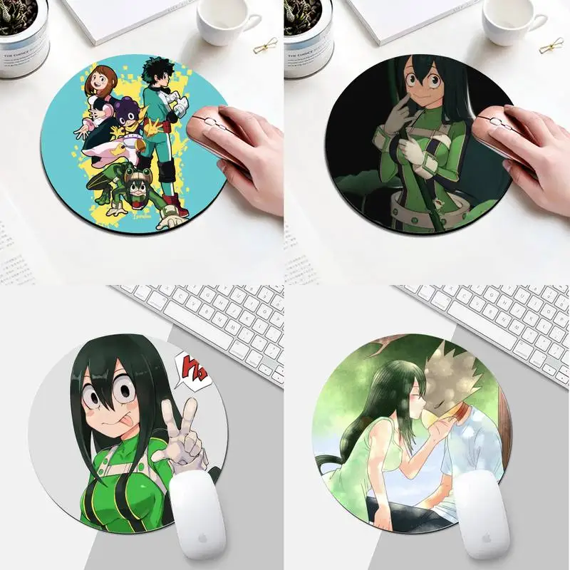 

MaiYaCa My Hero Academia Asui Tsuyu Comfort Mouse Mat Gaming Mousepad Round Desk Gamer Gaming Mat For PC Laptop Round Mouse Pad