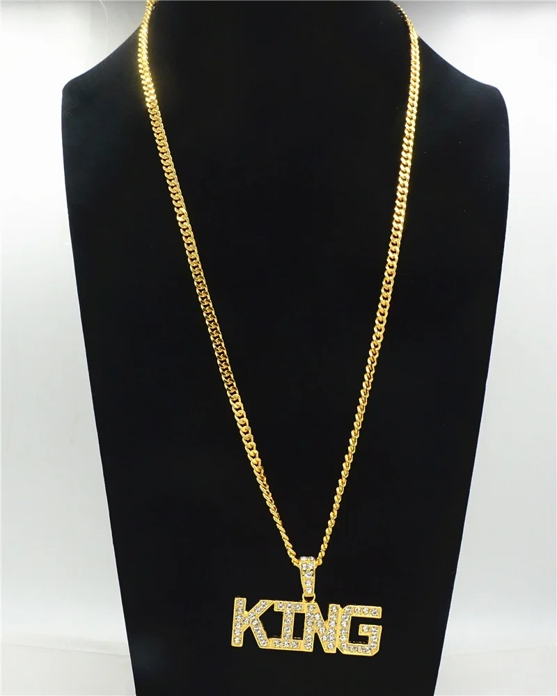 Хип хоп полные стразы буквы IOK королевские подвески ожерелье s Bling Iced Out кубинская