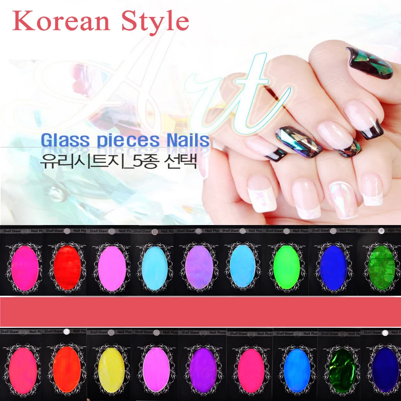 

3sheet 5*20cm 18 Color Aurora Cellophane Platinum Glass pieces nails Irregular Mirror Line Nail Art Tips Strip Sticker Decal