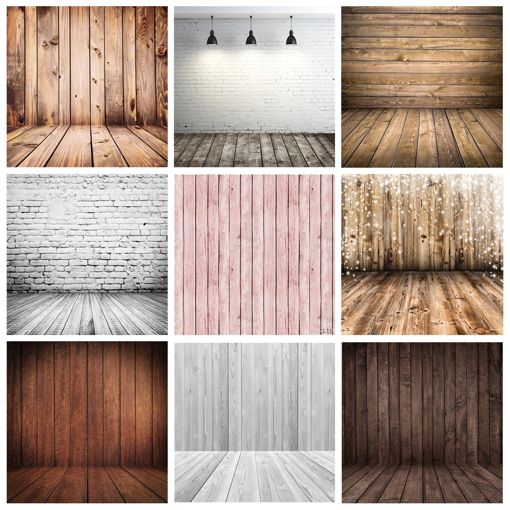 Винтаж кирпичная стена дерево доска пола рождественских детского дня рождения
