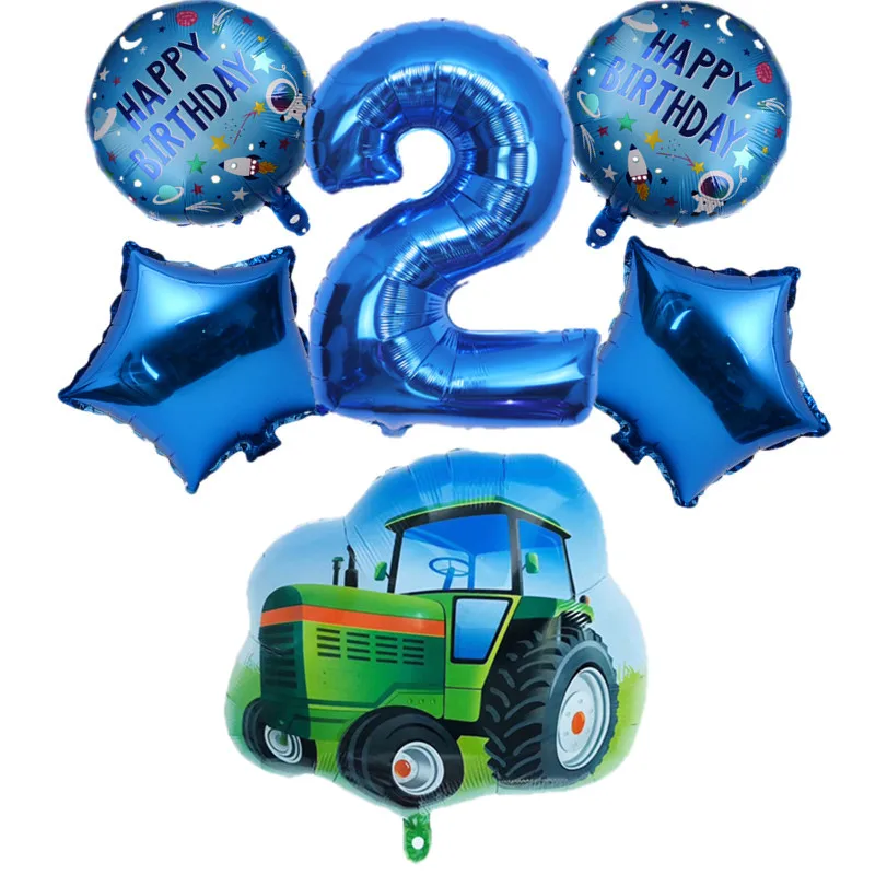 Пожарная машина 6 шт. фольгированный шар с цифрами трактор бульдозер поезд