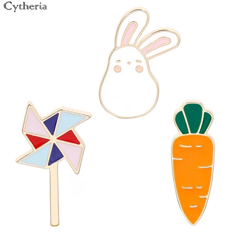Cytheria милый кролик с морковкой эмалированные булавки мультфильм ветряная