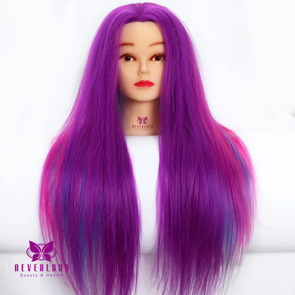 

Neverland 24" 100% Synthetic Fiber Colorful Pink Hair Mannequin Head for Hairdressers Practicing Braiding Training Head Model