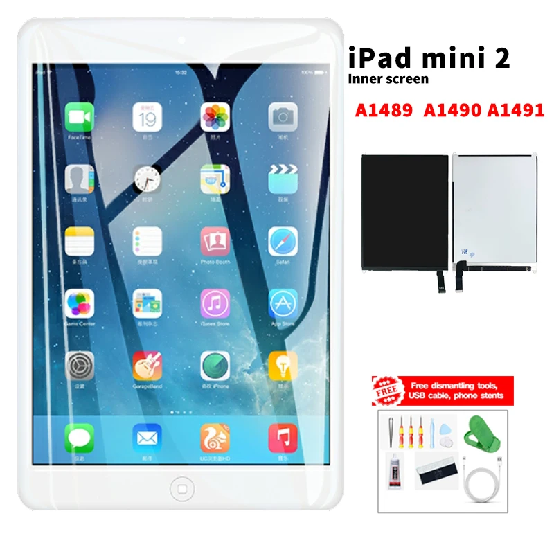

AAA+++ Quality For iPad mini 2 A1489 A1490 A1491 LCD iPad mini 2 Inne Screen Diaplay 100% No Dead Pixel Replacement with tools