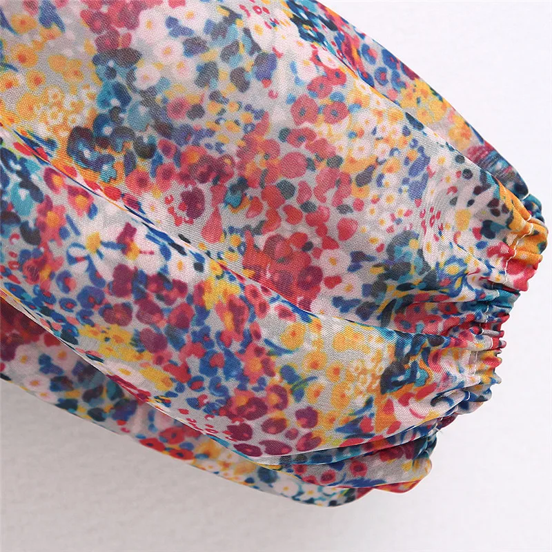 

Stylish Sweet Floral Print Crop Blouses Women Long Sleeve Ruffled Back Elastic Female Shirts Blusas Chic Tops