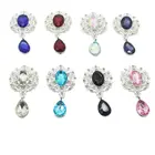 Брошь плоская со сверкающими кристаллами, 26 х46 мм, 5 шт.компл.