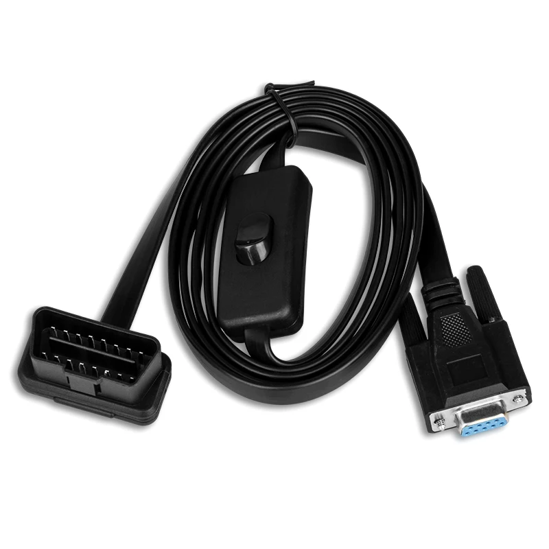 Кабель OBD 2 16 Pin-DB9 последовательный удлинитель RS232 прямоугольный с переключателем