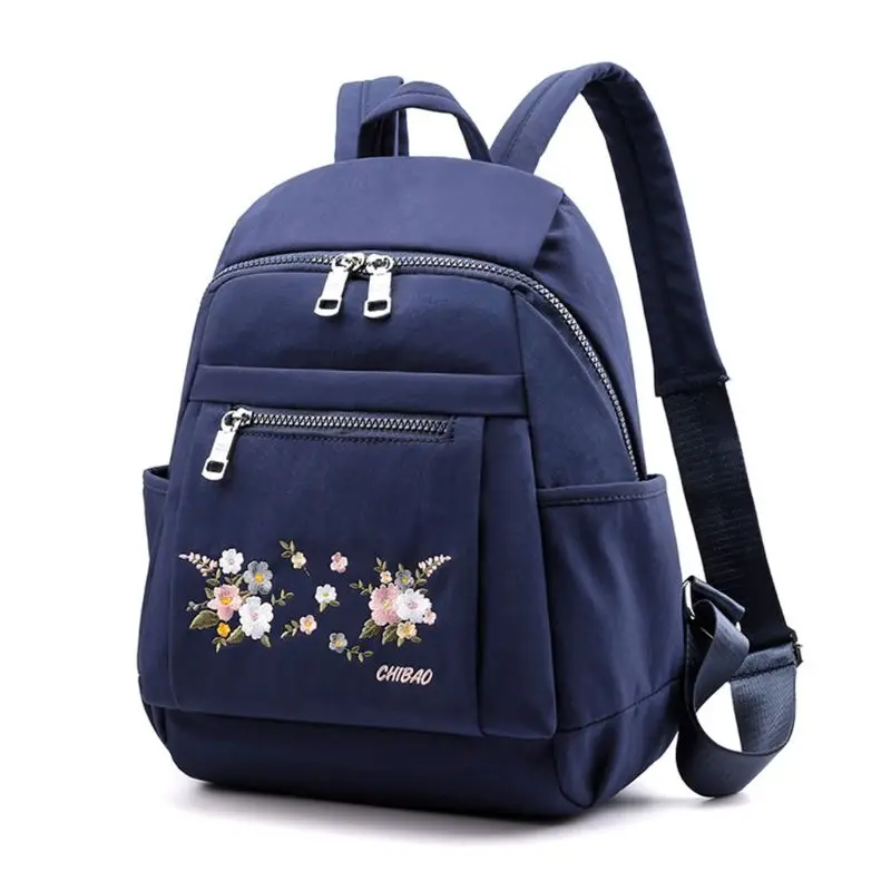 

50LD Women Anti-theft Nylon Backpack Casual Embroidered Rucksack Teenage Girls School Bag Laptop Daypack