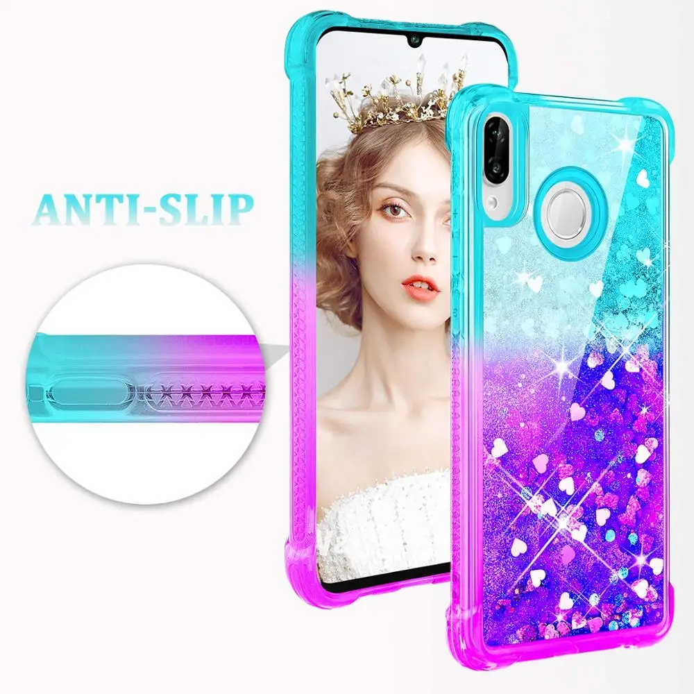 Case For Huawei P Smart 2019 Gradient Quicksand Glitter Soft TPU Air Cushion Bumper Cover for Honor 10 Lite | Мобильные телефоны и