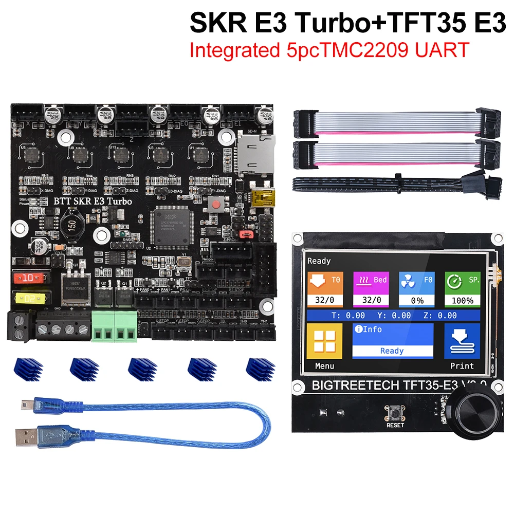 

BIGTREETECH SKR E3 Turbo TFT35 E3 V3.0, материнская плата с сенсорным экраном BTT TMC2209, детали для 3D-принтера Creality Ender 3, наборы для обновления