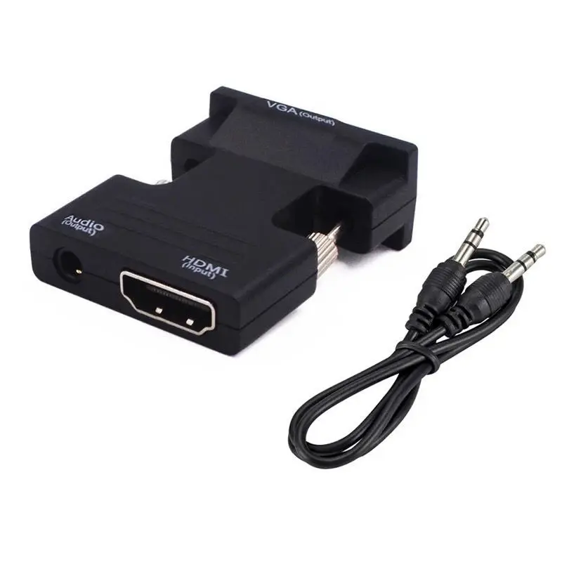 

HDMI-compatible Female To VGA Male Converter 3.5mm Audio Cable Adapter 1080P FHD Video Output for PC Laptop TV Monitor Projector