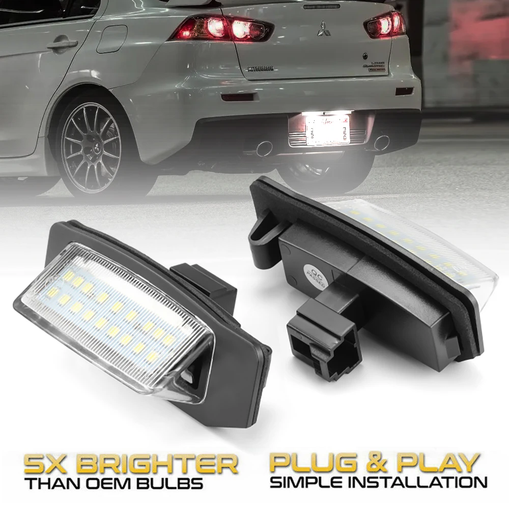 

2PC Car LED License Number Plate Lights For Mitsubishi Lancer Outlander Eclipse Galant Xpander Peugeot 4007 Citroen C-Crosser