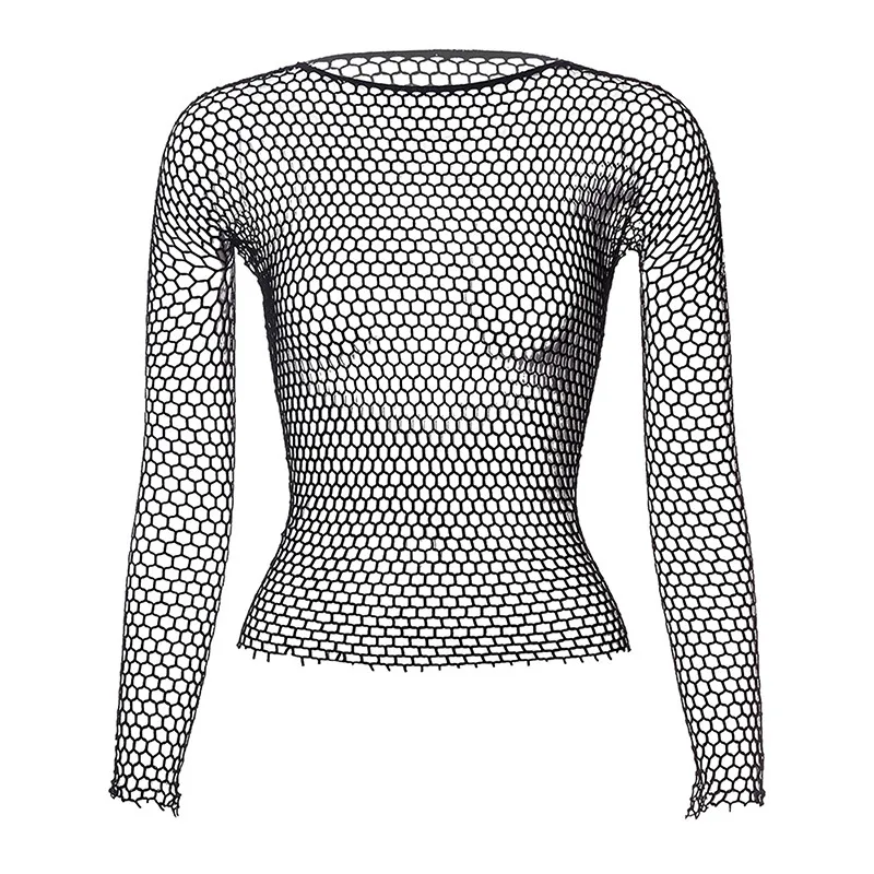 

Women Sexy Lingerie Erotic Costumes Bodystocking Night Dress Nightwear Hollow Out Mature Fishnet Long Sleeve Tops Base Tanks
