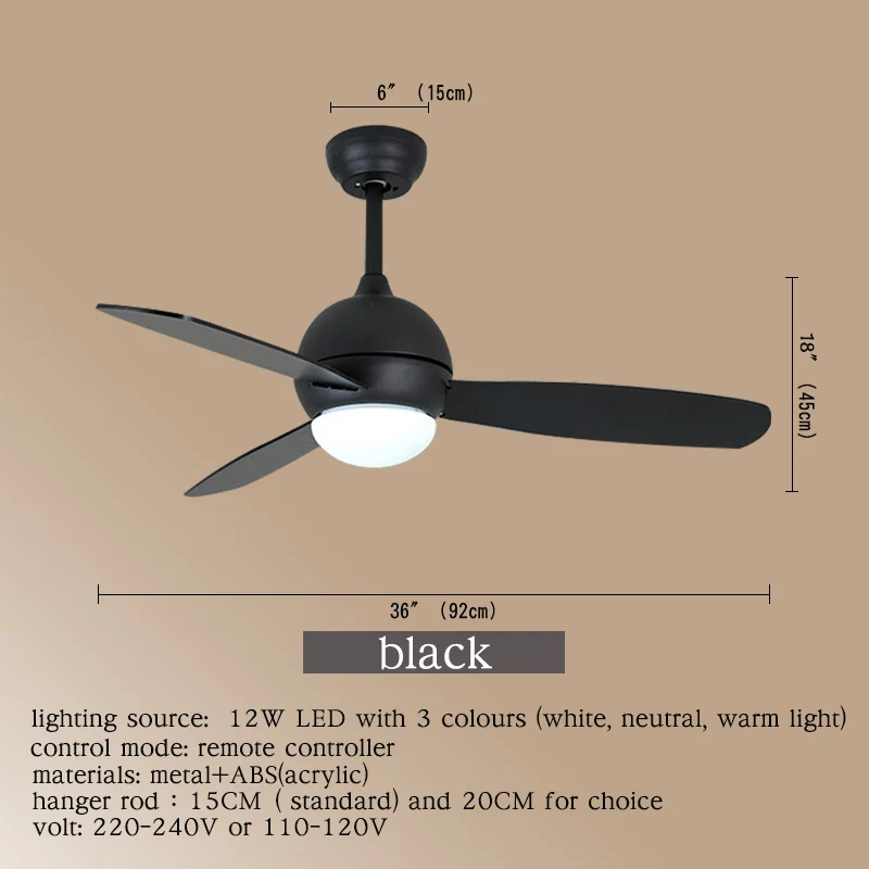 Современный потолочный вентилятор AOSONG с дистанционным управлением 110 В 220