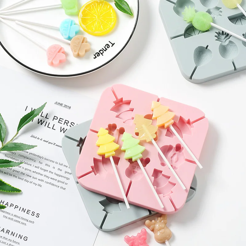 Силиконовая форма в виде рождественской елки лося с крышкой леденец сделай сам