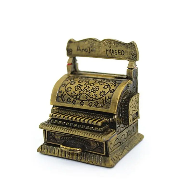 1:12 Scale Vintage Metal Cash Register Model Miniature DIY Dollhouse Home Decor Simulation Furniture Toy | Игрушки и хобби