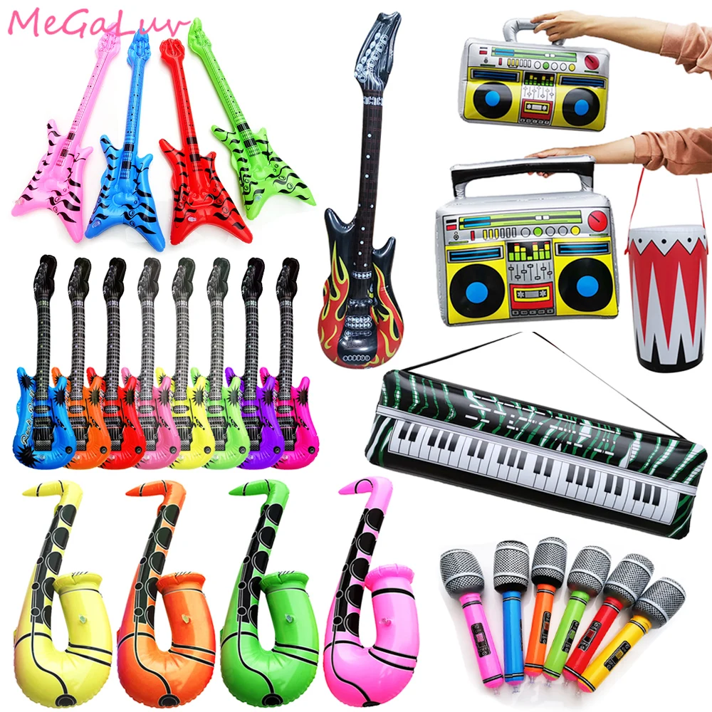 

Inflatables Guitar Saxophone Microphone Balloons Children Birthday Music Concert Party Decorations Musical Instruments Balloon