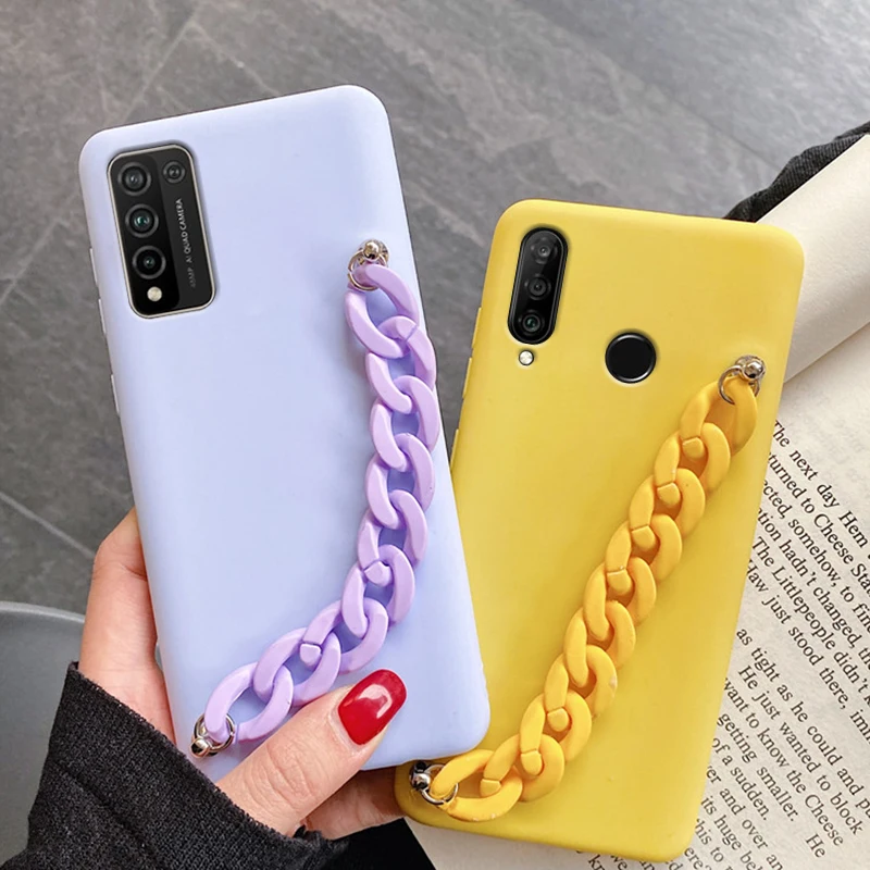 

Wriststrap Bracelet Chain Silicone Phone Case For Huawei Honor 20s 10x 20 Lite Honor 10 9 8 Lite 9x 20i 10i Soft Tpu Matte Cover