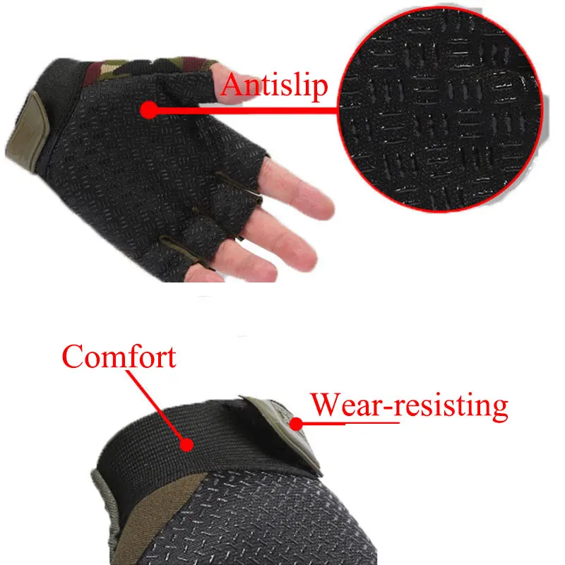 

1 Pair Fingerless Gloves Camouflage Mittens Tactical Gloves Anti-Skid Half Finger Gloves Men Gloves Outdoor Sports Military Army