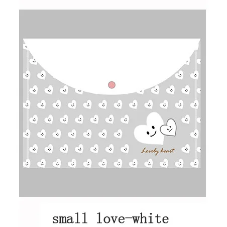 small love-white 4 шт., А4, сумка для файлов, файл-менеджер, файл, карманный, для школы, офиса, канцелярские принадлежности, ПВХ, Сумка для документов, папка, органайзер для документов, милые животные - Color: small love-white