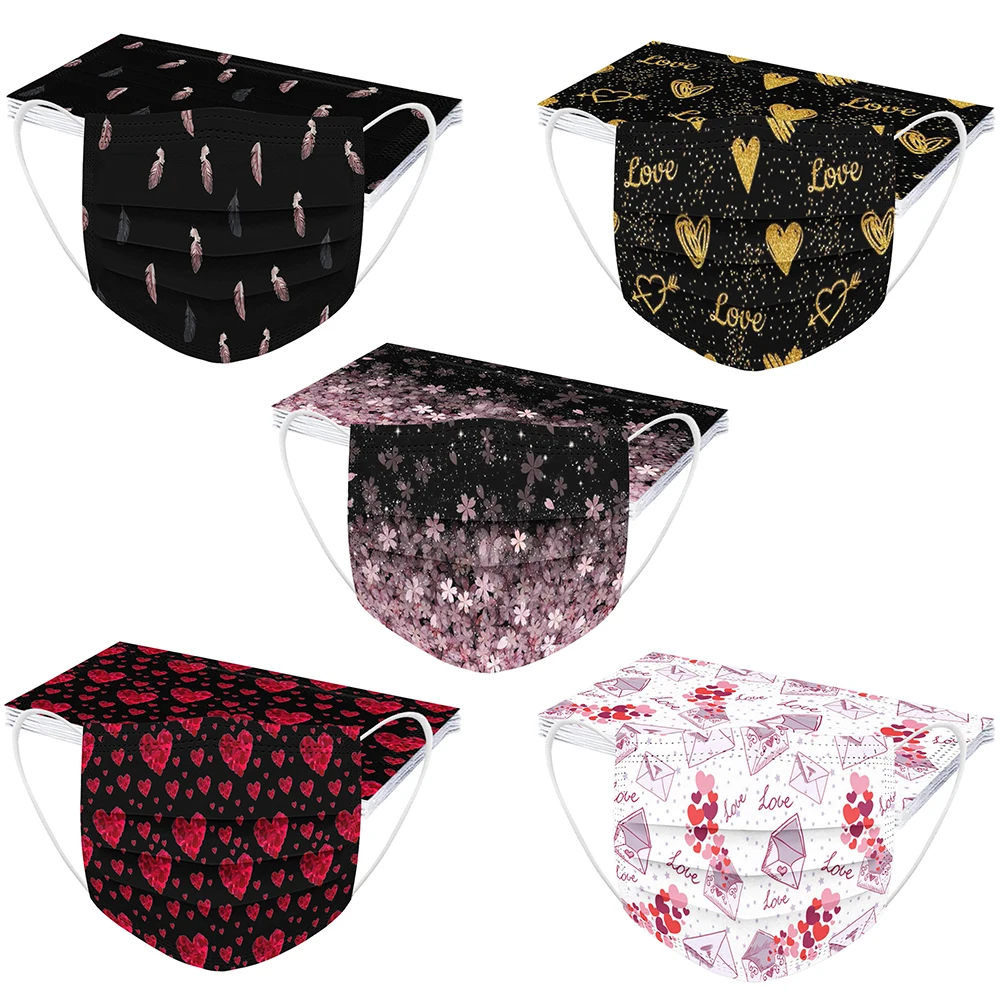 Маска одноразовая для лица взрослых дышащая Защитная с цветным принтом