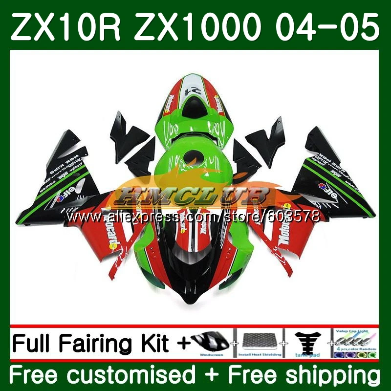 

Корпус для KAWASAKI ZX 1000 CC ZX 10 R ZX-10R 04 05 зеленый красный 116CL.108 ZX10R 04 05 ZX1000CC 1000CC ZX 10R 2004 2005 обтекатель